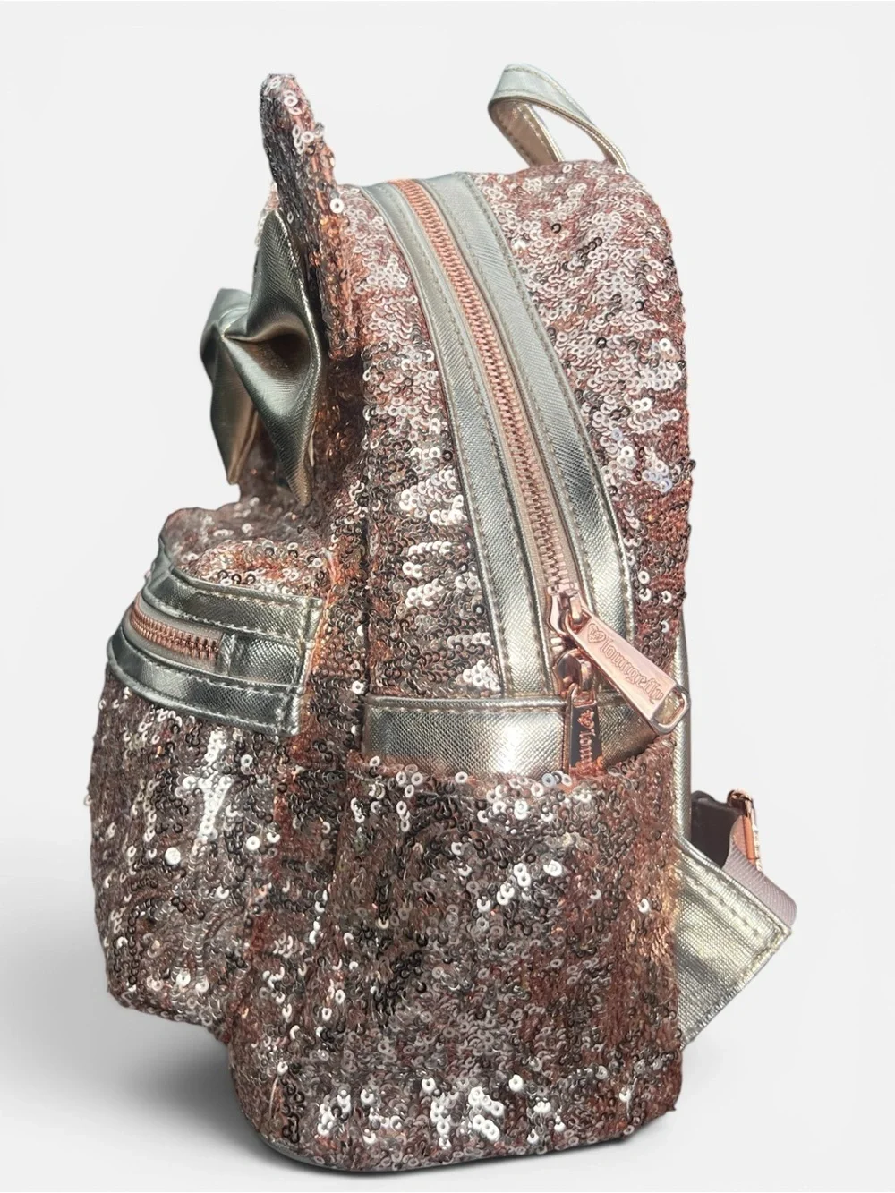 Loungefly Disney Parks Minnie Mouse Sequined Mini Backpack – Rose Gold
